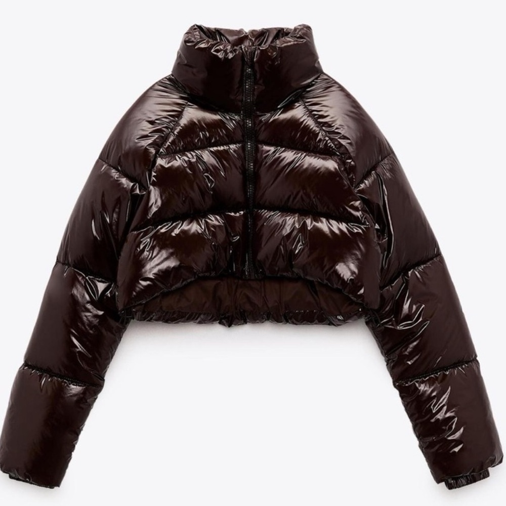 Zara Shiny Black Puffer Jacket